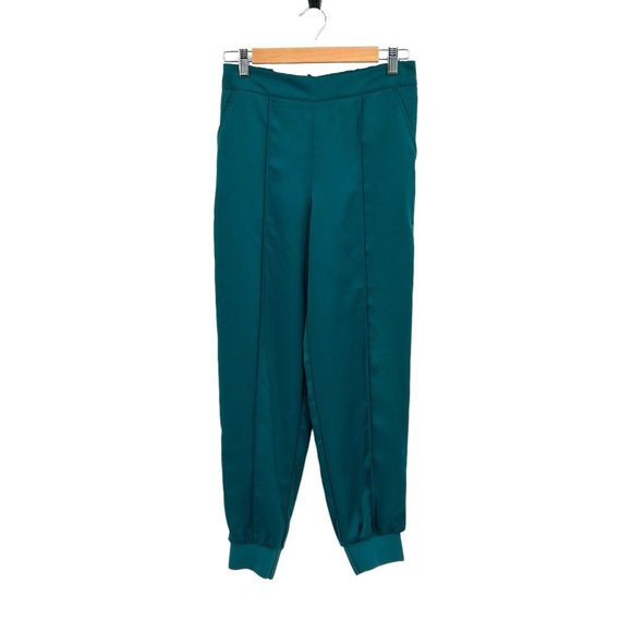 Who What Wear Womens Satin Joggers Pants Size XS Emerald Green NEW - Picture 3 of 8